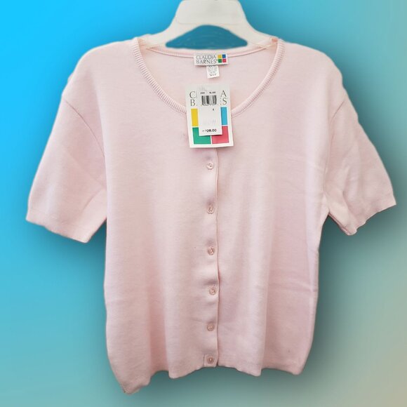 Claudia Barnes, woman's short sleeve Cardigan RN 47569, Blush color,  Size M - Picture 1 of 11